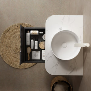 English Elm 14'' Round Vessel Ceramic Sink for Countertops — Glossy White 14.17"x4.72" Basin, Durable, No Faucet W2615P210179