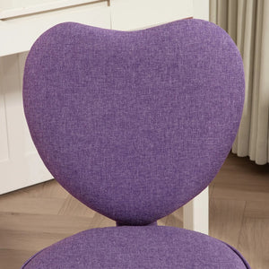 English Elm Heart Shaped Back Linen Swivel Chair Adjustable Seat for Dorm or Home Office T3971P404149