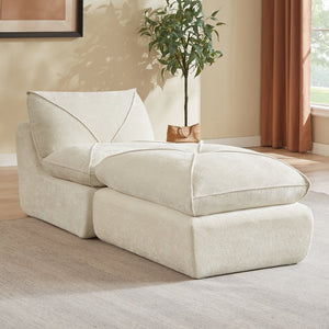 English Elm Modern Chenille Modular Sofa with Built-in Foot Pedals for Comfortable Living Rooms Beige W3396P463869