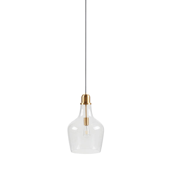 English Elm Bell Bell Shaped Glass Pendant Light Gold & Clear 13" Shade, 93" Drop, Iron Base, Modern Luxe B035P264532