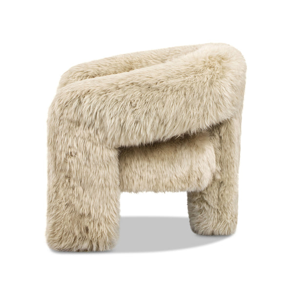 English Elm Jennifer Taylor Home - Avalon Genuine Sheepskin 35" Split Barrel Back Accent Chair in Natural Blonde Fur – Cozy Chic Seat B2719P290776