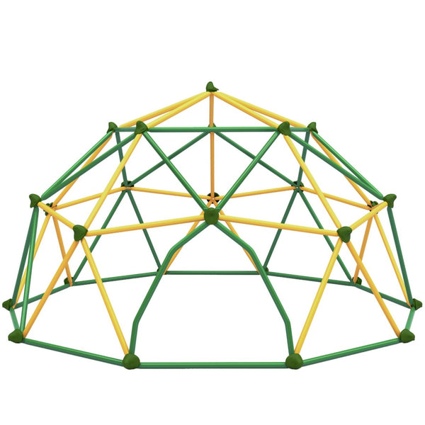 English Elm 13ft Geodesic Dome Climber Powder Coated Steel Backyard Play Structure Holds 1000 Lbs Green,Yellow N710P261138L