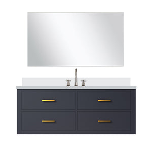 English Elm Blue Single Bath Vanity Set With Cultured Marble Top, Mirror, And Chrome Faucet - Stylish Upgrade! B2731S01994