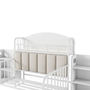 English Elm Twin Solid Wood Platform Bed with Guardrail for Kids, Low-Profile Sturdy Pine Frame, Safe Sleep Solution White 45.87 L x 17.72 W x 11.22 H W2593P337454