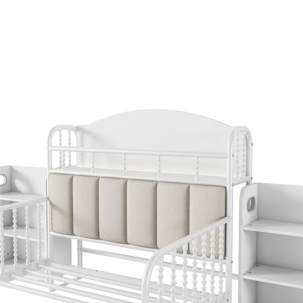 English Elm Twin Solid Wood Platform Bed with Guardrail for Kids, Low-Profile Sturdy Pine Frame, Safe Sleep Solution White 45.87 L x 17.72 W x 11.22 H W2593P337454