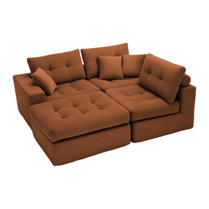 English Elm Corduroy L-shaped Sectional Sleeper Sofa No Assembly Needed for Apartments Orange W5532S00032