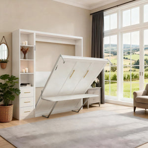 English Elm Diy Queen Murphy Bed with Integrated Workspace Desk for Studio and Home Office W5290S00005