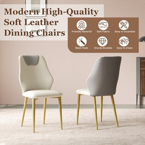 English Elm Set Of 2 Elegant Dining Chairs With Ergonomic Design, Pu Leather Seats, Gold-Plated Legs & Comfort W509P375684-GIGA