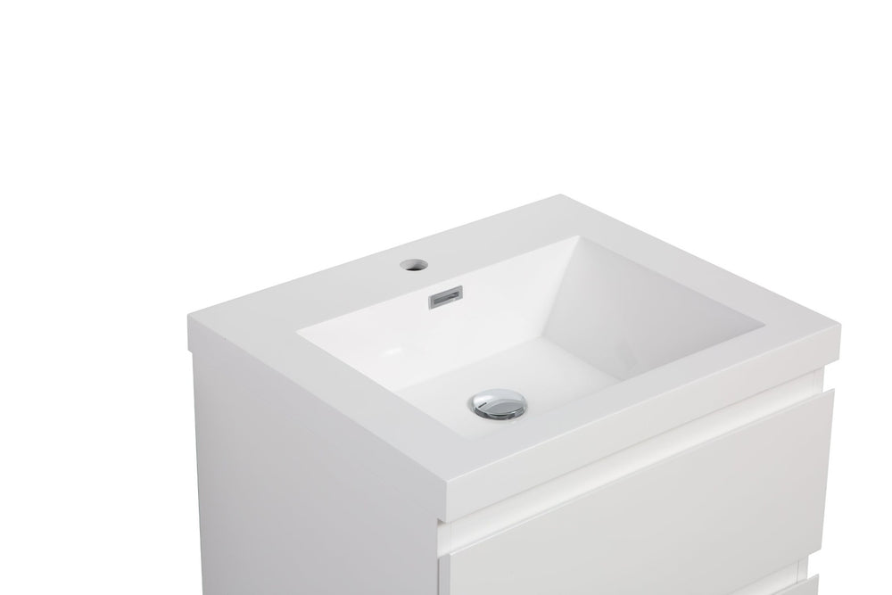 English Elm 24" Glossy White Resin Vanity Sink Seamless One-piece Basin for Modern Bathrooms W1920P263808