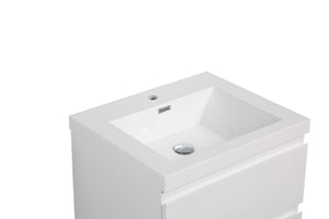 English Elm 24" Glossy White Resin Vanity Sink Seamless One-piece Basin for Modern Bathrooms W1920P263808