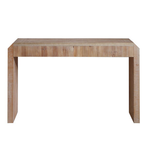 English Elm Rustic Wooden Console Table with Ribbed Drawer, Natural Finish, Durable Eco-Friendly Manufactured Wood - 51.2"L ideal for entryway organization and minimalist decor W2729P239172