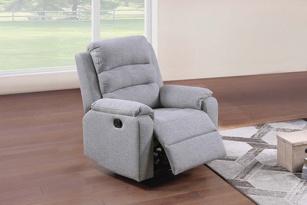 English Elm Modern Burlap Texture Manual Recliner Bone Finish Padded Arms Living Room Chair B011P466430
