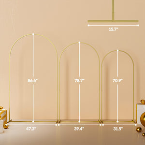 English Elm Balloon Arch Backdrop Stand Set of 3 Graduated Metal Frames for Wedding Decor Gold T3971P423785