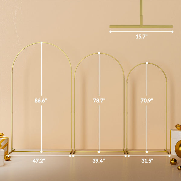 English Elm Balloon Arch Backdrop Stand Set of 3 Graduated Metal Frames for Wedding Decor Gold T3971P423785
