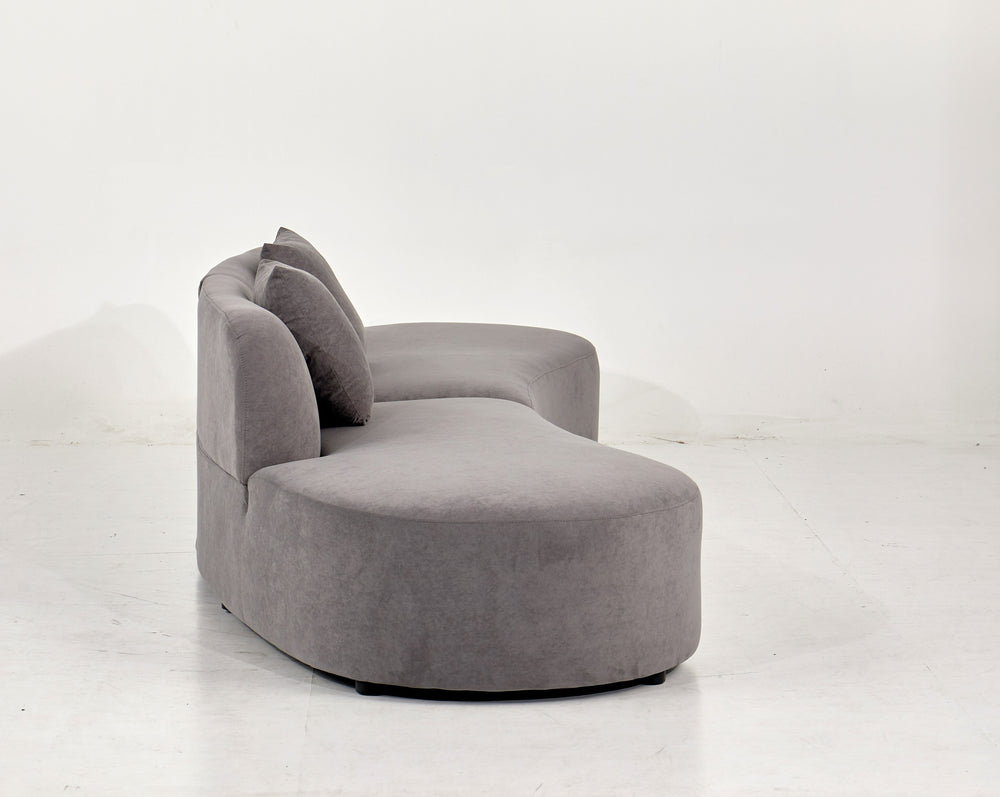 English Elm 132" Curved Sofa with Velvet Upholstery, Luxurious 6-Seater Half Moon Design for Modern Spaces Grey B2735S00030