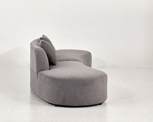 English Elm 132" Curved Sofa with Velvet Upholstery, Luxurious 6-Seater Half Moon Design for Modern Spaces Grey B2735S00030