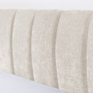English Elm Queen Chenille Upholstered Storage Bed Wingback Headboard Platform Frame Bedroom Beige W487S00417