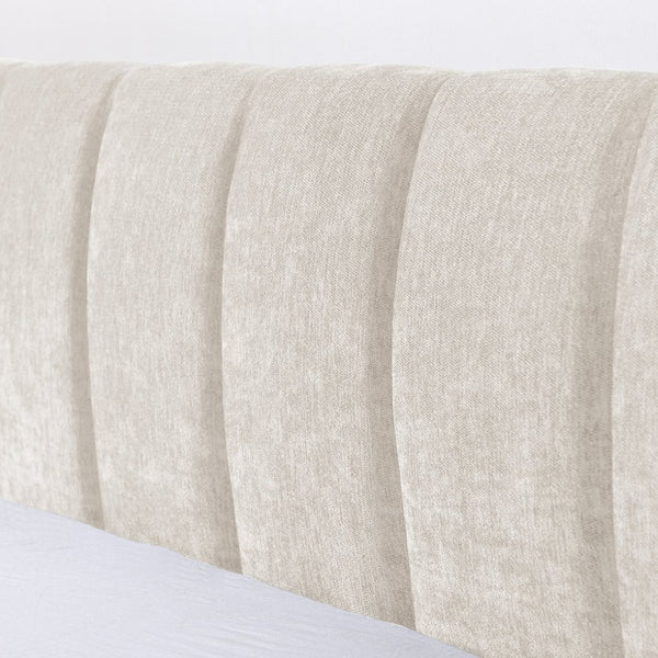 English Elm Queen Chenille Upholstered Storage Bed Wingback Headboard Platform Frame Bedroom Beige W487S00417