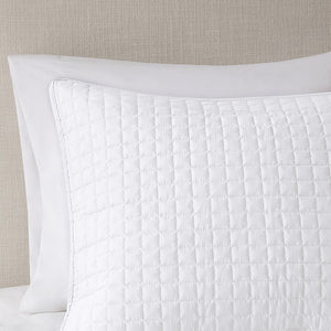 English Elm 3 Piece Otto Reversible Quilt Set Full/Queen White Quilted Microfiber Checkered Texture, Washable B035128988