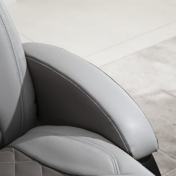English Elm HOMCOM Grey PU Recliner Armchair with Footrest, 360° Swivel, 135° Tilt, Diamond Stitch, 352lb Capacity W2225P173866