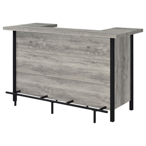 English Elm Menimen Industrial Grey Driftwood Freestanding Bar Unit with Two-Tier Prep Surface & Metal Frame B062P351438