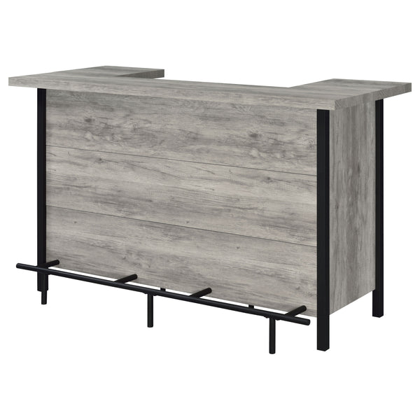 English Elm Menimen Industrial Grey Driftwood Freestanding Bar Unit with Two-Tier Prep Surface & Metal Frame B062P351438