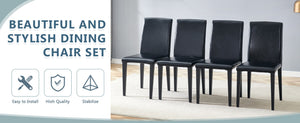 English Elm Four Black Pu Leather Dining Chairs with Steel Legs for Modern Industrial Kitchens W1151P372918