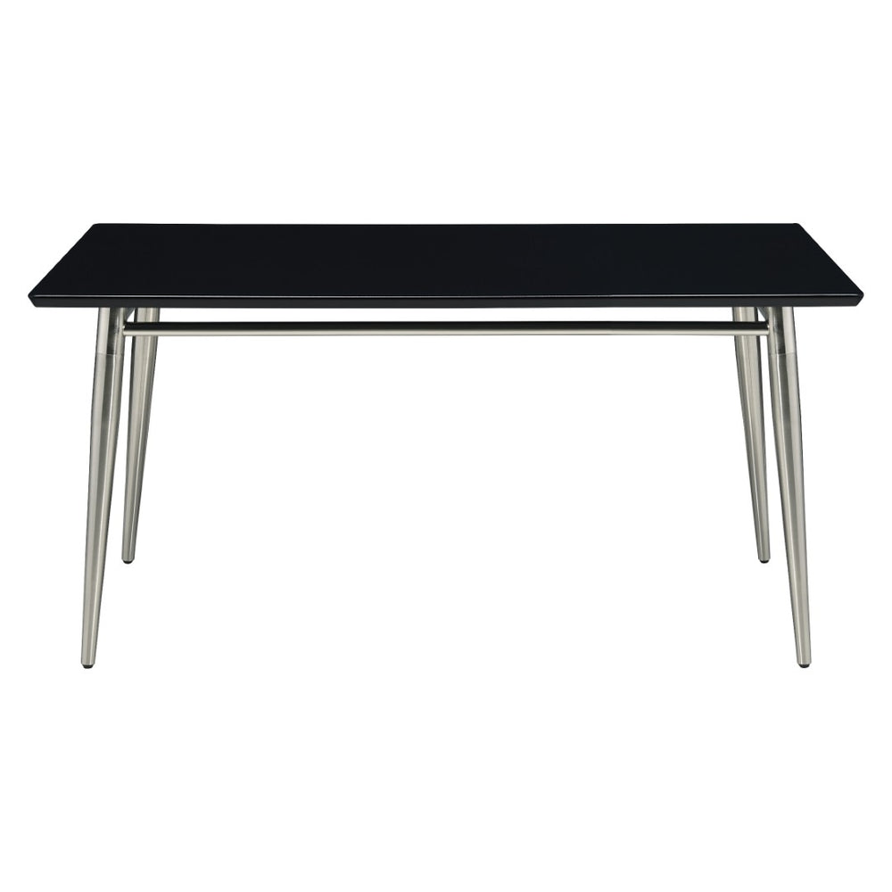 OSP Home Furnishings Brooklyn Matte Wood Top Coffee Table with Brushed Nickel Frame for Modern Living Black MG1242S-BK