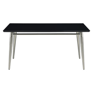 OSP Home Furnishings Brooklyn Matte Wood Top Coffee Table with Brushed Nickel Frame for Modern Living Black MG1242S-BK