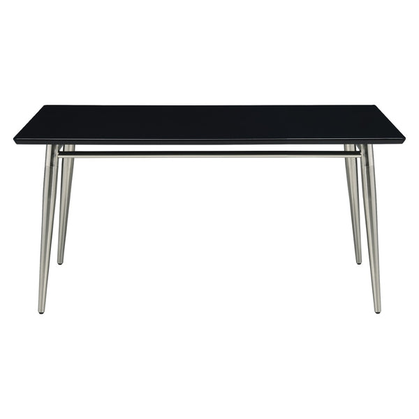 OSP Home Furnishings Brooklyn Matte Wood Top Coffee Table with Brushed Nickel Frame for Modern Living Black MG1242S-BK
