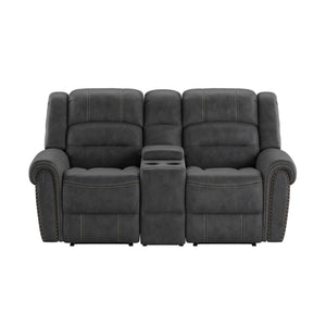 English Elm Wallace & Bay - Wallace & Bay  Ferrar Gray Reclining Console Loveseat