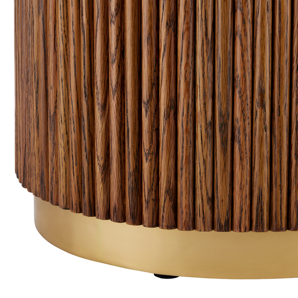 Dakota Cocktail Table - Mid-Century Modern Design with Oak, Marble Top & Brass Accents for Elegance