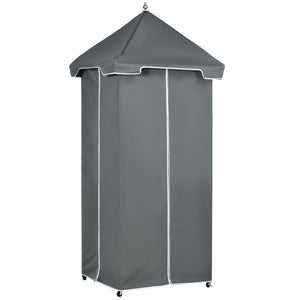 English Elm Outsunny Outdoor Towel Caddy With Canopy, Rolling Wicker Holder Rack For Poolside Storage & Style W2225P217541-GIGA