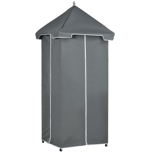 English Elm Outsunny Outdoor Towel Caddy With Canopy, Rolling Wicker Holder Rack For Poolside Storage & Style W2225P217541-GIGA