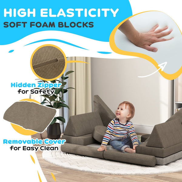 English Elm Qaba 12 Piece Modular Foam Toddler Play Sofa Set for Creative Playroom Fun W2225P249712