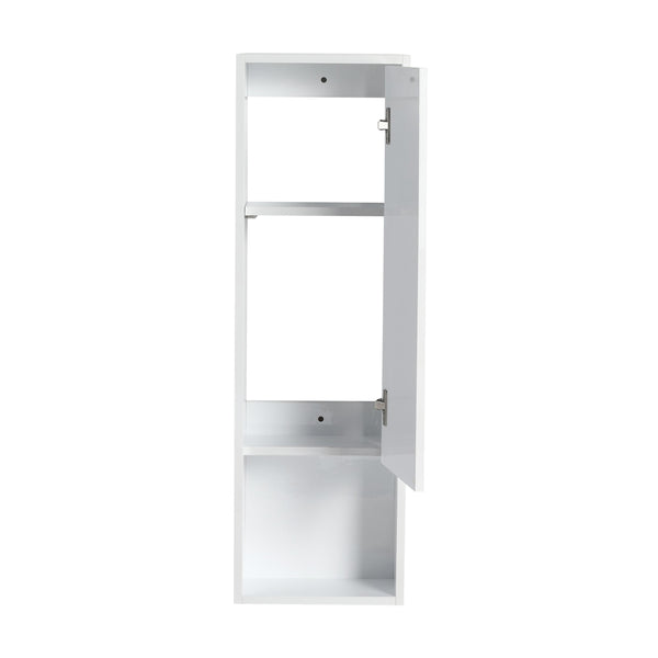 English Elm 12" Modern Bathroom Wall Cabinet With Soft-Close Doors, Space-Saving Float Mount, Glossy White Finish W999P312077