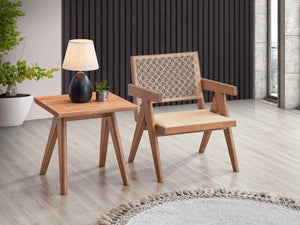 English Elm Casual Natural Finish End Table 22" Square Mid-Century Accent Table Space-Saving Stylish Design B2741P333933