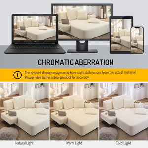 English Elm Luxurious Corduroy Convertible Chaise Lounge Sofa Bed with Foam Support for Apartments Beige W3219P449012