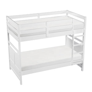 English Elm Bunk Bed Twin Over Solid Wood Frame with Guard Rails for Kids Shared Rooms White B011S02321