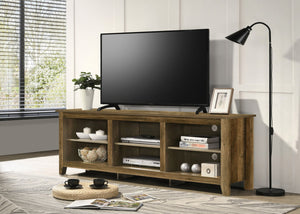 English Elm Tropea 58 Inch Open Shelf Media Console with Oak Finish and Cord Management Oak B2749P413249