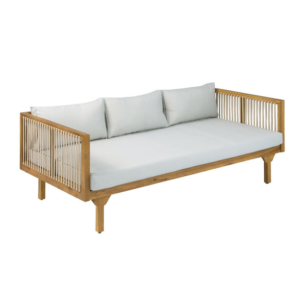 English Elm 2-piece Acacia Wood Outdoor Daybed and Coffee Table Set Resort Coastal Style N770P378689L_N770P354675L