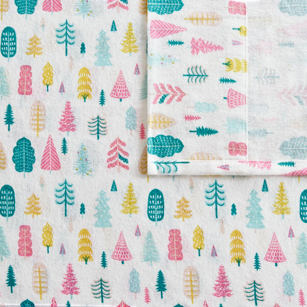 English Elm 3 Pcs Twin Xl Flannel Sheet Set - Cozy White Holiday Tree Print For Warm, Seasonal Comfort B035P319685