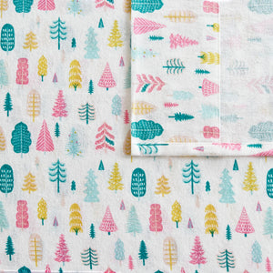 English Elm 4 Pcs Queen Cotton Flannel Sheet Set - Cozy White Holiday Trees For Seasonal Comfort & Style B035P319686