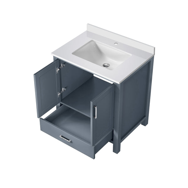 English Elm Dark Grey 30 in Bath Vanity with White Quartz Top, Solid Wood Frame, Soft-Close Drawers, Storage Durable Finish B2731P258785