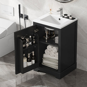 English Elm 20" Modern Bathroom Vanity With Soft-Close Door, Adjustable Shelf & Stylish Black Finish For Storage N725P351852B