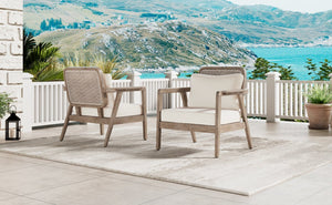 English Elm Outdoor Acacia Wood Club Chair Deep Seating Woven Back Patio Lounge Resort Style N780P171149B-2