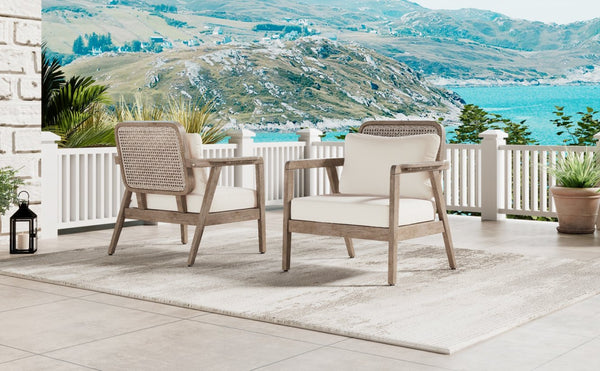 English Elm Outdoor Acacia Wood Club Chair Deep Seating Woven Back Patio Lounge Resort Style N780P171149B-2