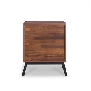 English Elm Karine Walnut & Black Finish Accent Table with 2 Drawers, Modern Wood Frame, Metal Legs, Storage elegante B2726P263839
