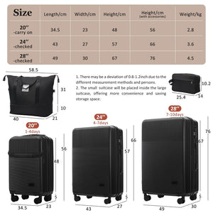 English Elm Luggage 5 Piece Hardside Abs Set with Front Access Carry on and Tsa Spinner Wheels Black N732P391579B