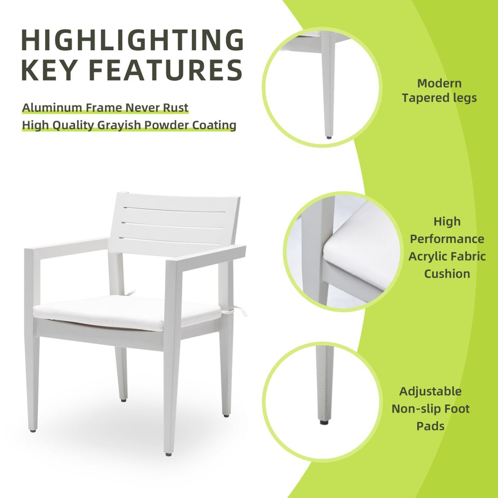 English Elm Outdoor Aluminum Dining Chairs Set Of 4 - Stylish, Stackable, All-Weather With Sunbrella Cushions W1886P163409-GIGA